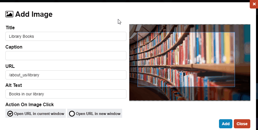 Adding an image in the Carousel Portlet